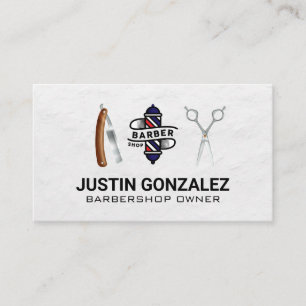 Barber Shop Pole   Scissors   Blade Business Card