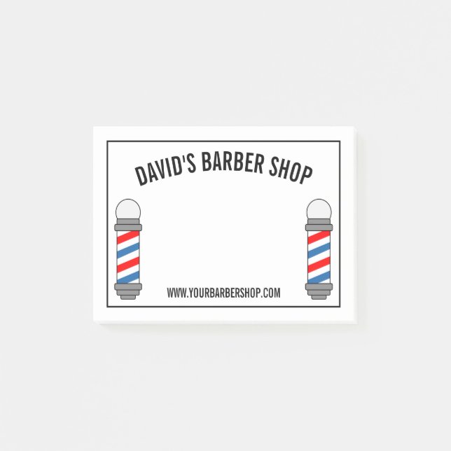 Barber shop pole sign custom business name post-it notes (Front)