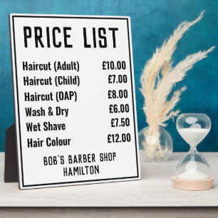 Barber Shop Price List Plaque