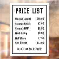 Barber Shop Price List