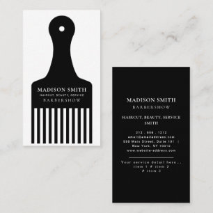 Barber Shop Professional Hair stylist comb modern Business Card