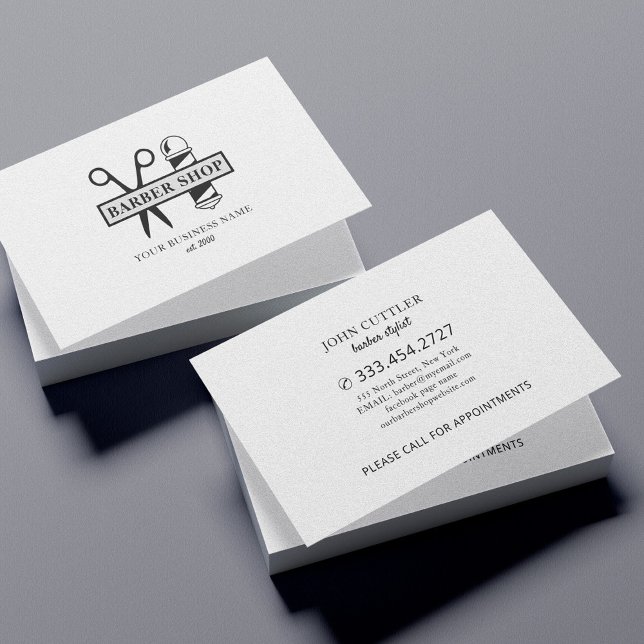 Barber shop professional salon scissor pole logo business card (Creator Uploaded)