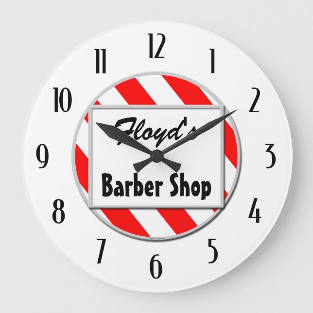 Barber Shop Red Black Custom Retro Clock (Front)