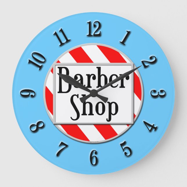 Barber Shop Red, White and Blue Retro Clock (Front)