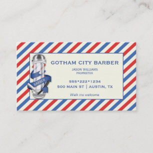 Barber Shop Red White Blue Stripes Pole Appointment Card
