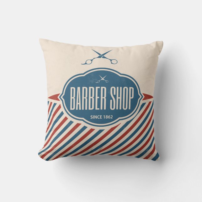 Barber Shop Retro Label Designer Accent Pillows (Front)