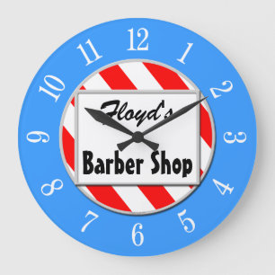 Barber Shop Retro Red White Blue Custom Clock