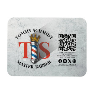 Barber Shop Royal Crown Barber Pole Hair Salon QR Magnet