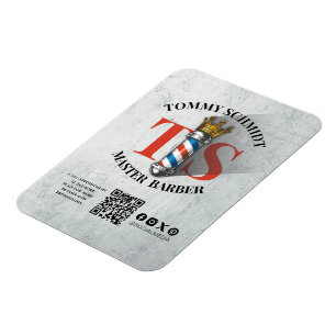 Barber Shop Royal Crown Barber Pole Hair Salon QR Magnet