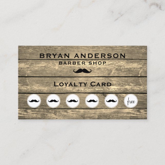 Barber Shop Rustic Loyalty Punch Card (Front)