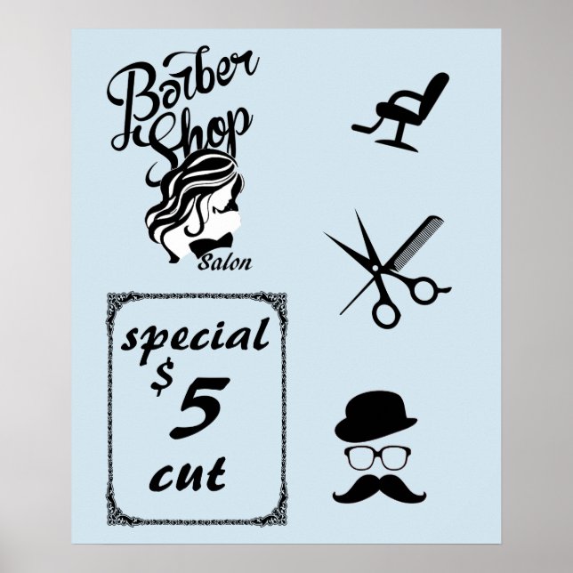 barber shop salon art print poster (Front)