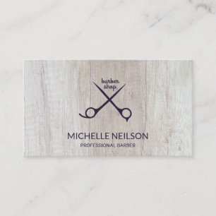 Barber Shop Shears Wood Business Card