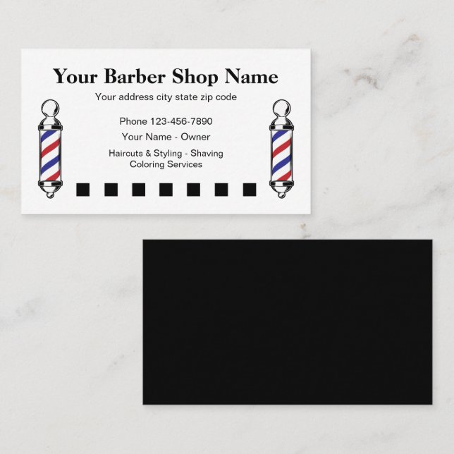 Barber Shop Simple Customer Rewards Design Loyalty Card (Front/Back)