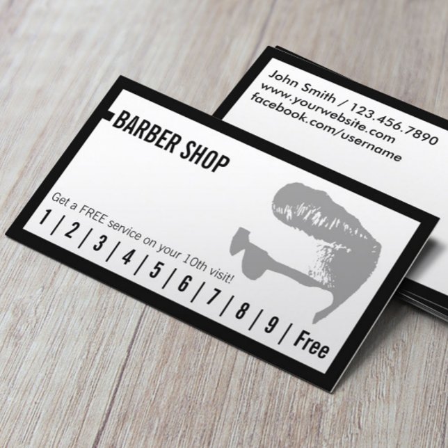 Barber Shop Simple Frame Men's Hair Loyalty Punch Card (Creator Uploaded)