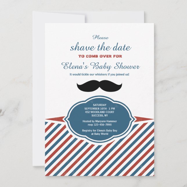 Barber Shop Stripes Baby Shower Invitation (Front)