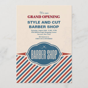 Barber Shop Stripes Grand Faire-part d'ouverture