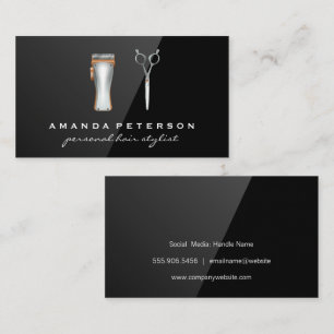 Barber Shop Tools   Black Gloss Business Card
