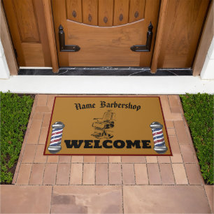Barber Shop Welcome Barbershop Hair Style DIY NAME Doormat