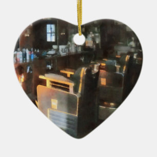 Barber Shop With Sun Streaming Through Window Ceramic Ornament