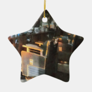 Barber Shop With Sun Streaming Through Window Ceramic Ornament
