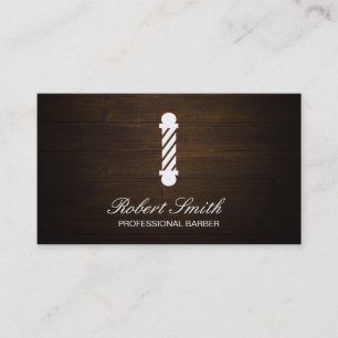 Barber Shop Wood   Barber Pole Business Card