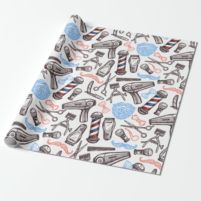Barber Shop Wrapping Paper (Unrolled)