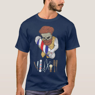 Barber Skull Bearder Dad T-Shirt