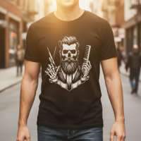 Barber Skull Holding Scissor Vintage Barber Shop