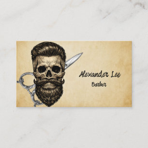 Barber Skull Stylish Barbershop Business Card