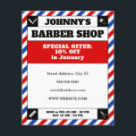 Barber stripes red and blue frame flyer<br><div class="desc">Professional retro vintage style with bold text including discount promotions and price list.</div>