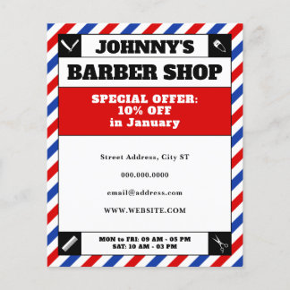 Barber stripes red and blue frame flyer
