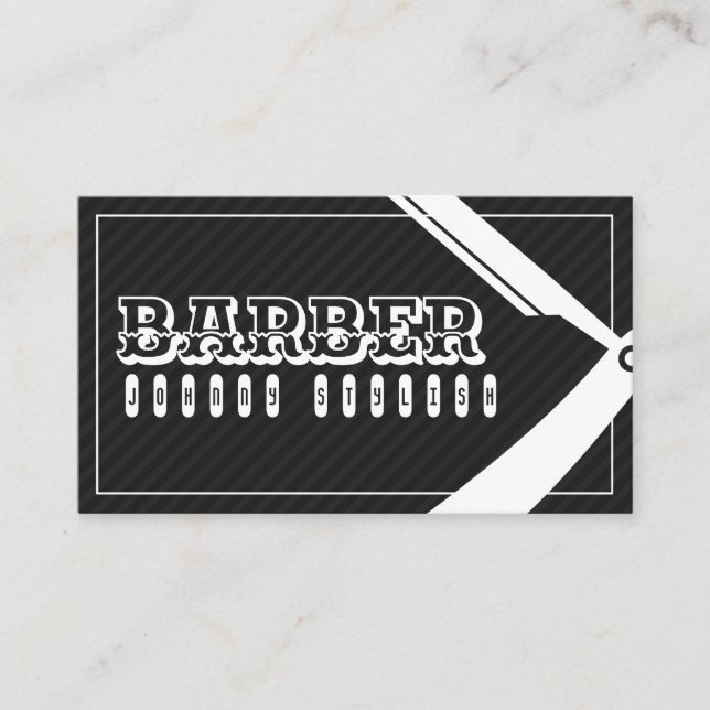 Barber style elegant professional black grey business card (Front)