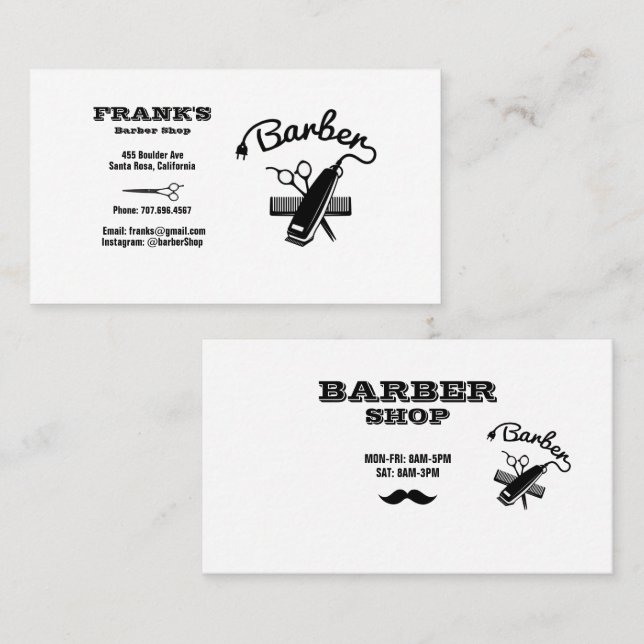 Barber Stylist Ciseaux Barber Shop Carte de visite (Devant / Derrière)