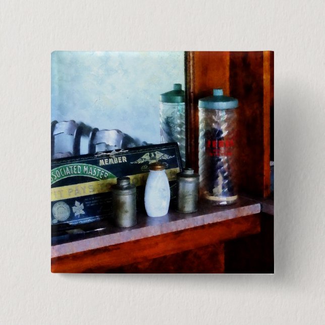 Barber Supplies 2 Inch Square Button (Front)