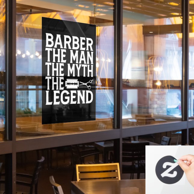  Barber The Man 2024 Window Cling (Restaurant Window)