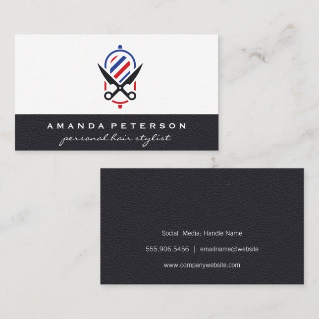 Barber Tools | Leather Business Card (Front/Back)