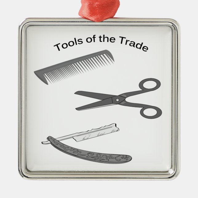 Barber Tools of The Trade Metal Ornament (Front)