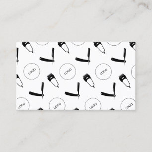 Barber tools pattern with logo  business card