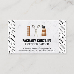 Barber Tools Set   Barber Tools Pattern Marble Loyalty Card