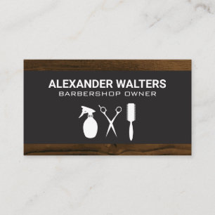Barber Tools   Wood  Business Card