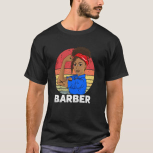 Barber Vintage Black Girl Scissors Sunset Hairdres T-Shirt