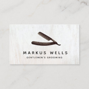 Barber Vintage Straight Razor Barbershop Business Card