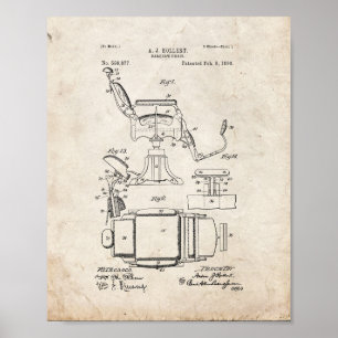 Barber's Chair Patent - Old Look Poster