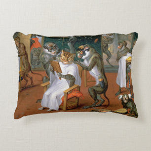 Barber's shop with Monkeys and Cats Accent Pillow