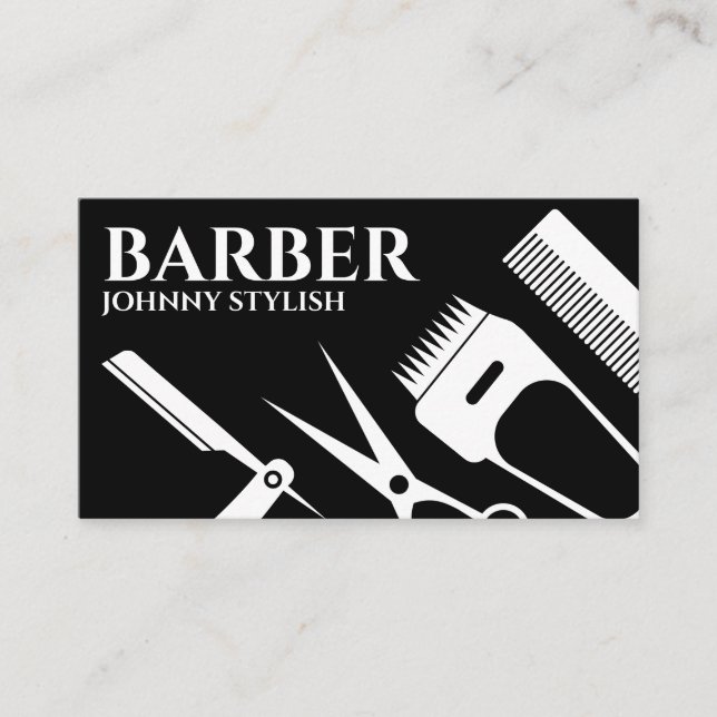 Barbers tools shapes  business card (Front)