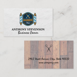 Barbershop Badge Wooden Boards Business Card