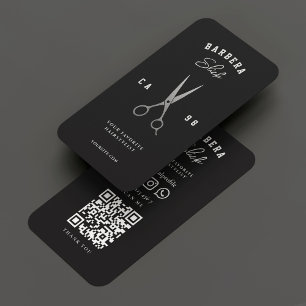 Barbershop Barber Black Silver Scissors Modern Business Card