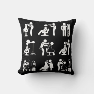 Barbershop Barber & Hairstylist Saloon Routine  Throw Pillow