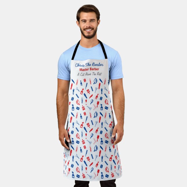 Barbershop (Barber pole and clippers) Apron (Worn)
