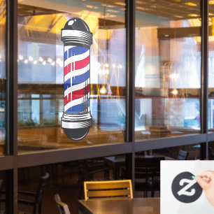 Barbershop Barber Pole Customer Awareness Window Cling